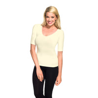 Ivory Half Sleeve V Neck Tee