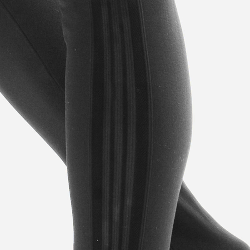 Close up of charcoal stripes on charcoal leggings