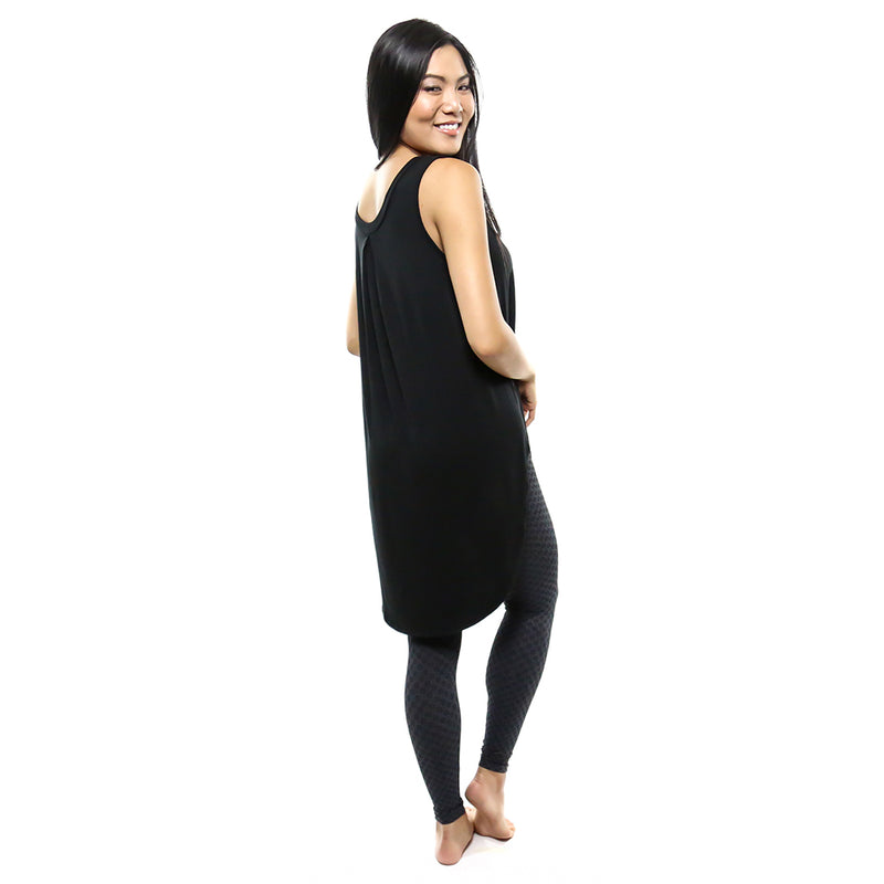 Black Sleeveless High/Low Top Back View
