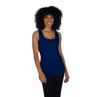 Navy tank top with built in shelf bra
