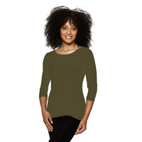 olive 3/4 sleeve crew neck top