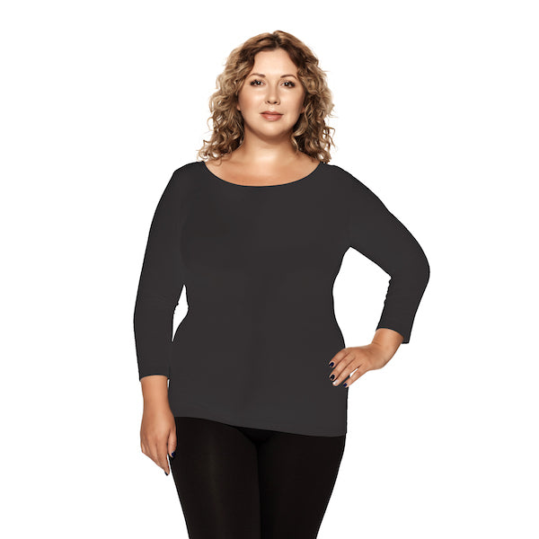 Plus 3/4 Sleeve Crew Neck Top