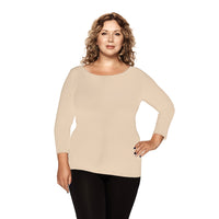 Plus 3/4 Sleeve Crew Neck Top
