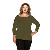Plus 3/4 Sleeve Crew Neck Top