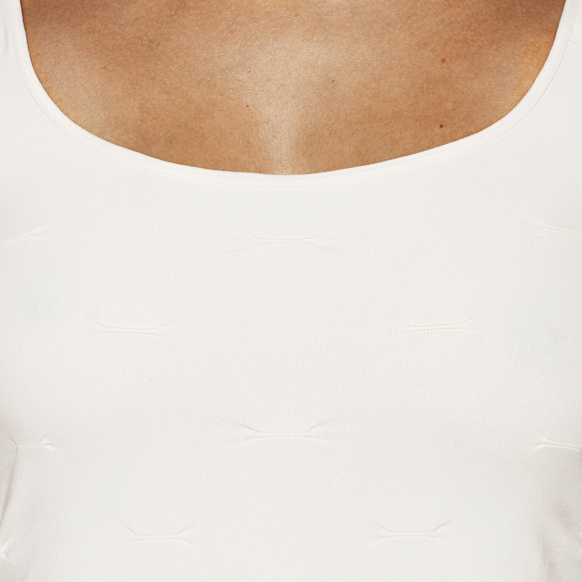 Ivory Tuck Stitch Tank Top Close Up