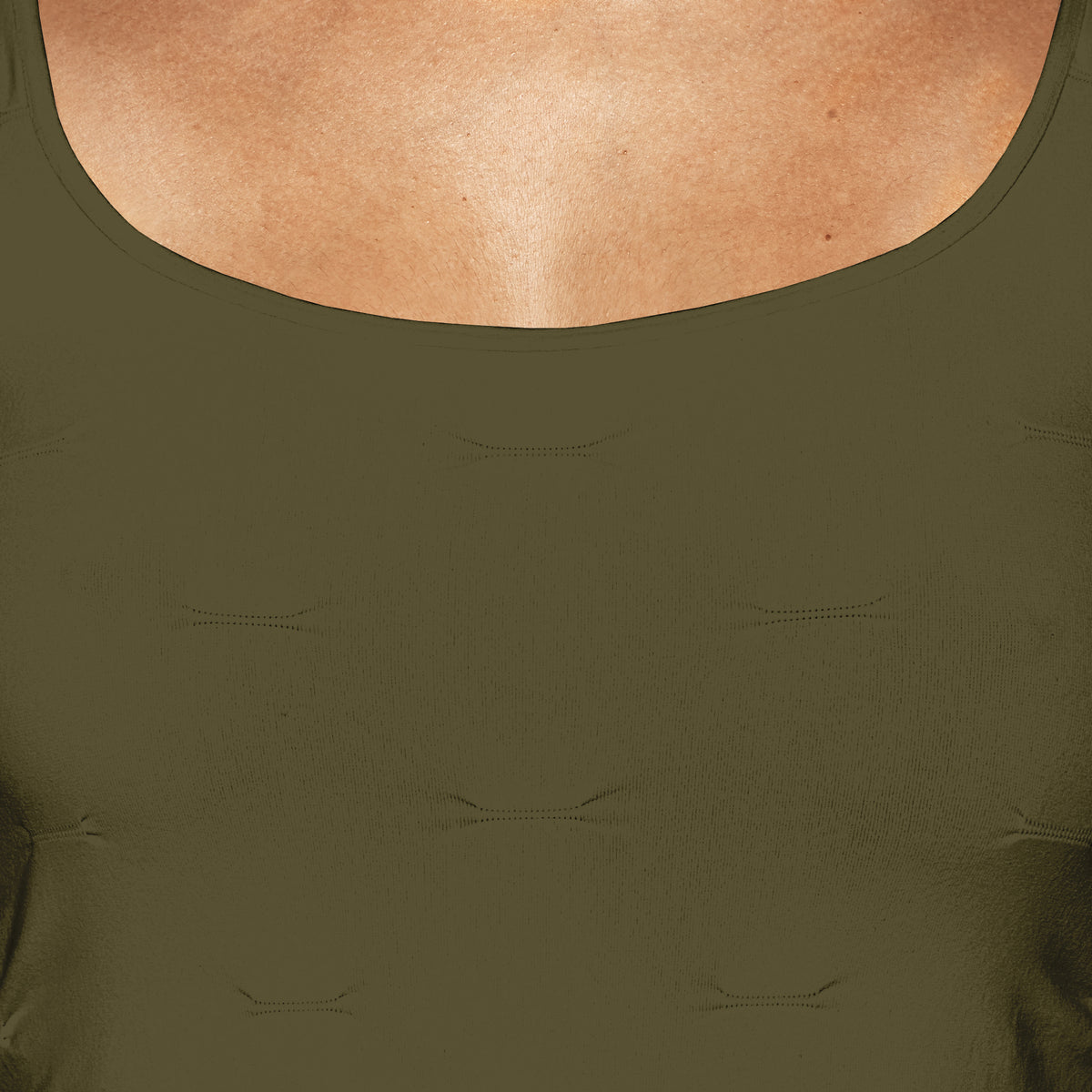 Olive Tuck Stitch Tank Top Close Up