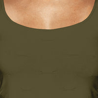 Olive Tuck Stitch Tank Top Close Up
