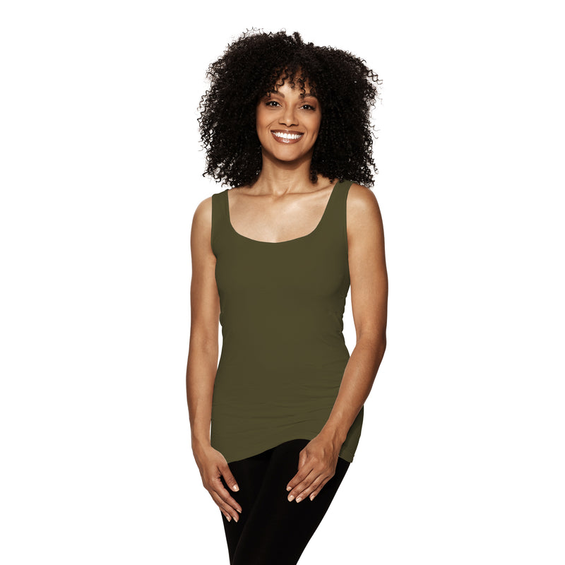Olive Tuck Stitch Tank Top