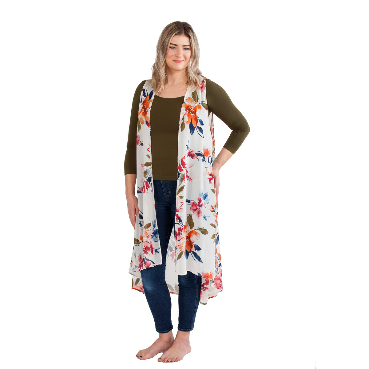 floral duster vest 