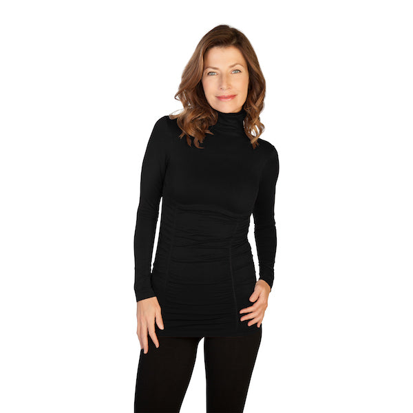 Black Ruched Turtleneck