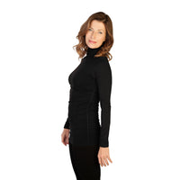 Black Ruched Turtleneck Side View