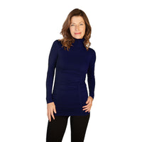 Navy Ruched Turtleneck