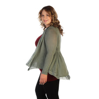 Olive Plus Size Knit And Silk Cardigan Side View