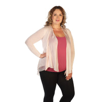 Pink Plus Size Knit And Silk Cardigan