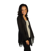 Black Knit And Silk Cardigan Side View