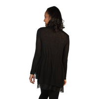 Black Knit And Silk Cardigan Back View