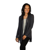 Denim Knit And Silk Cardigan