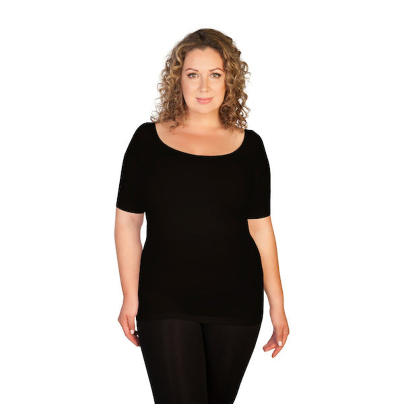Black Reversible Scoop Neck Tee Plus Size
