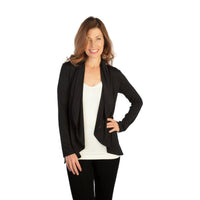 Black short cardigan hand on hip