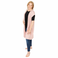 Blush Open Front Vest with Back Slit