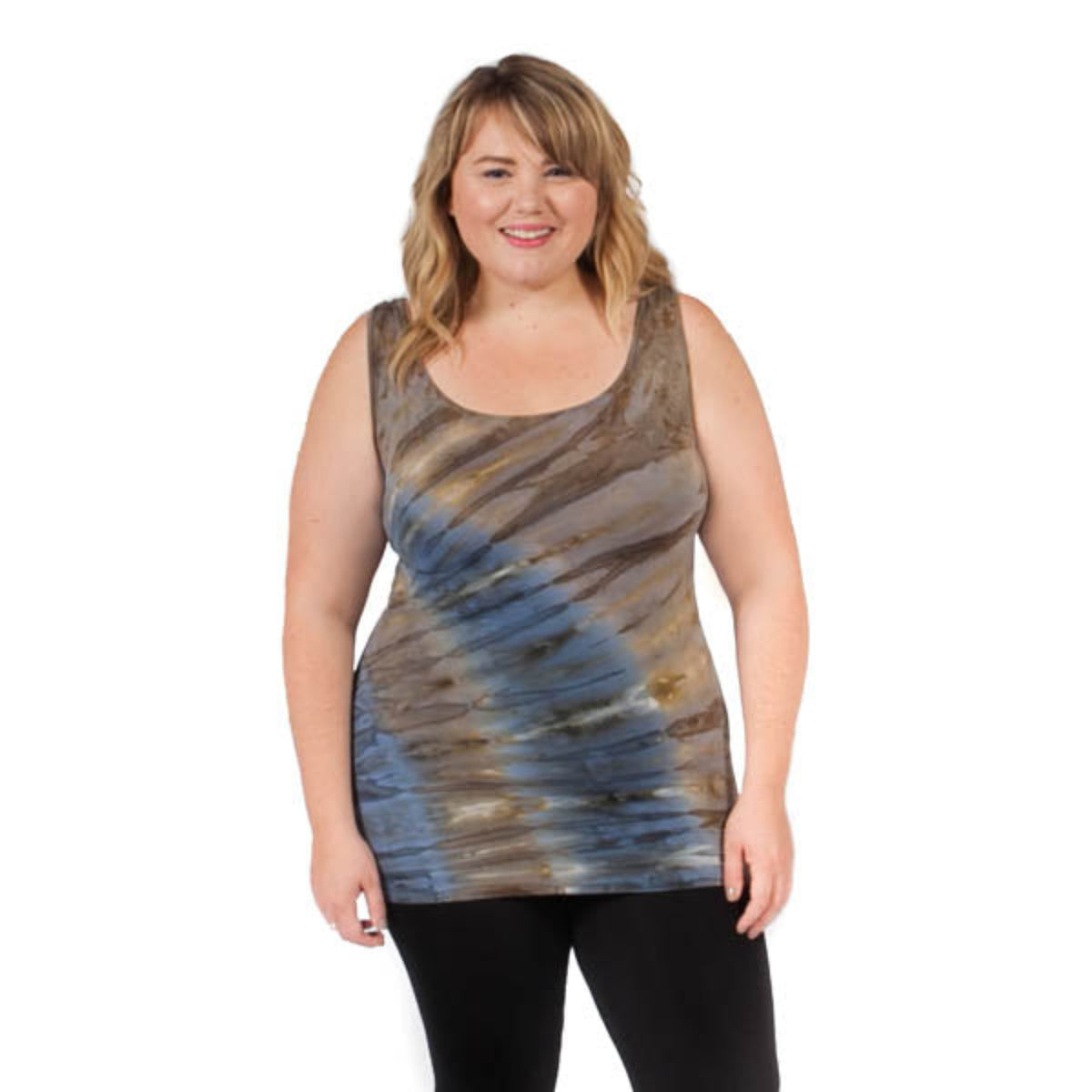 Slate/Army Plus Watercolor Tie Dye Tank Top