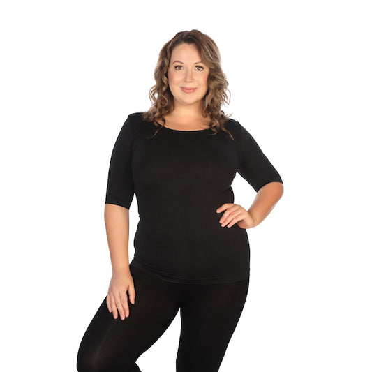 Plus Elbow Length Sleeve Top