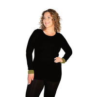 Plus Long Sleeve Crew with Contrasting Cuff