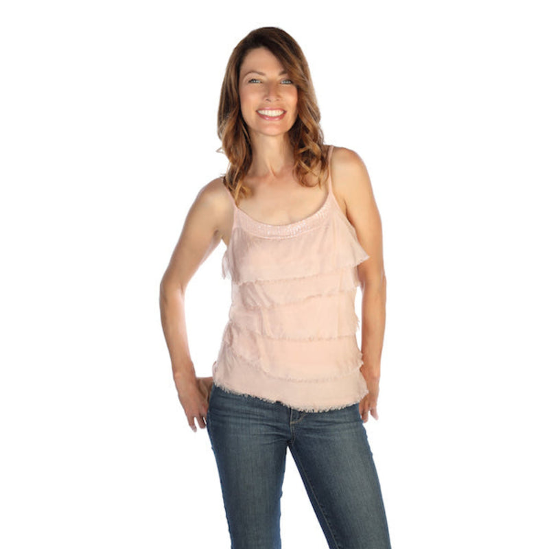 Pale Pink Standard Silk Ruffle Camisole