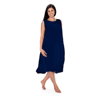 Navy Linen Crew Neck Dress