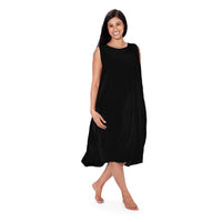 Black Linen Crew Neck Dress