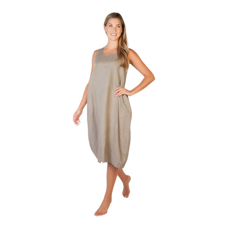 Oatmeal Linen Dress with Pockets