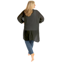 Black Plus Silk Cardigan Back