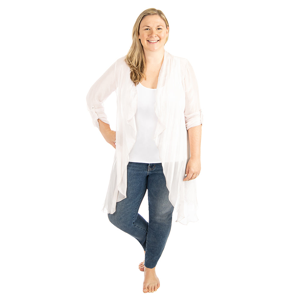 White Plus Silk Cardigan