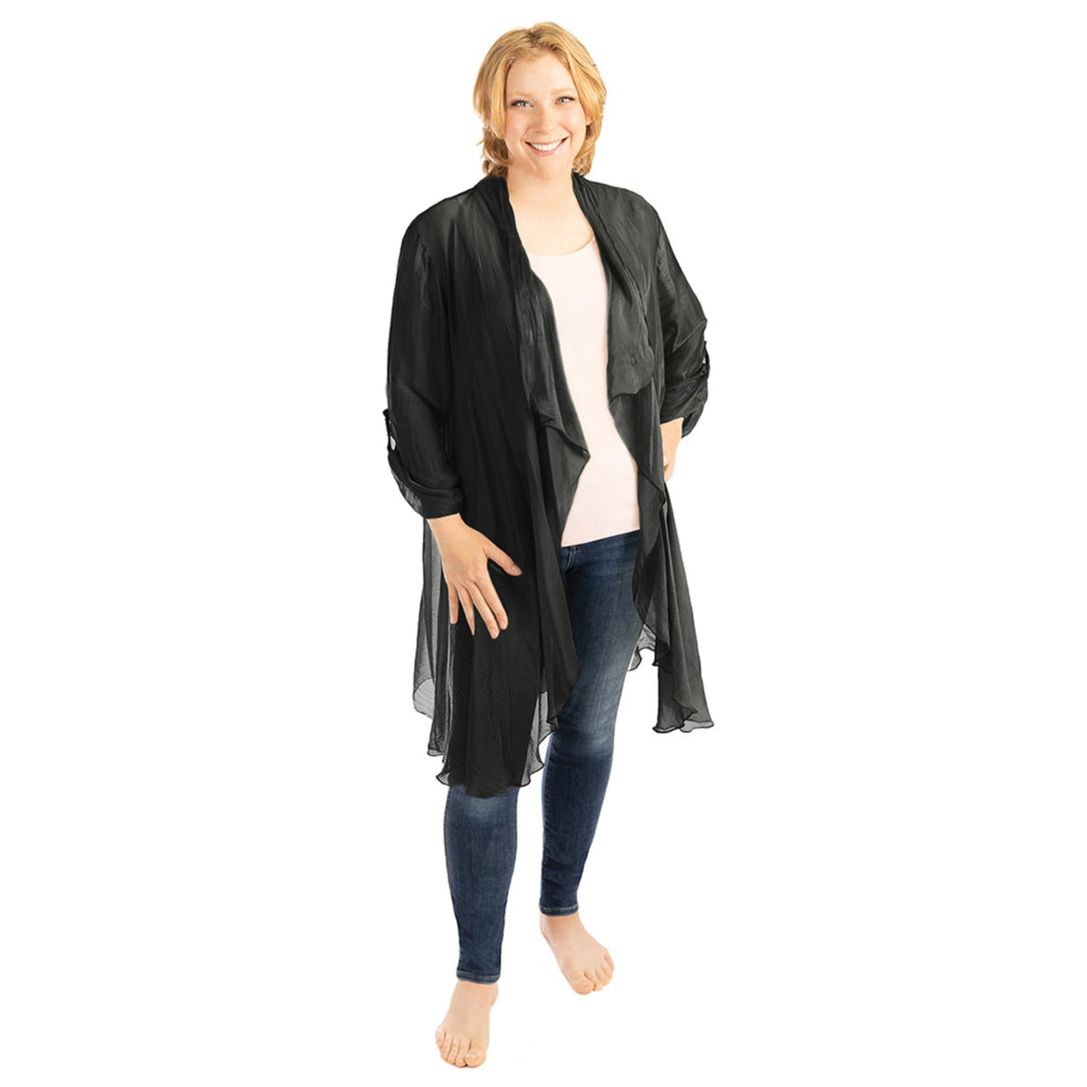 Black Standard Silk Cardigan