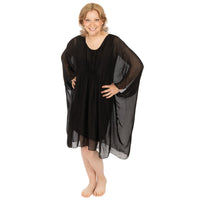 Black One Size Silk Draped Dress 