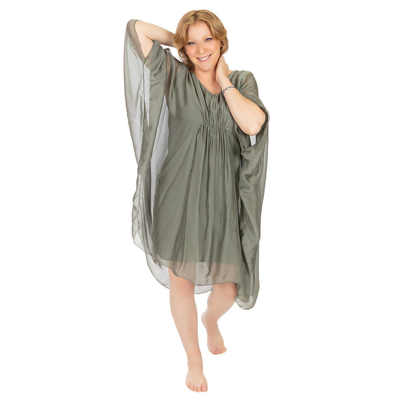 Moss One Size Silk Draped Dress