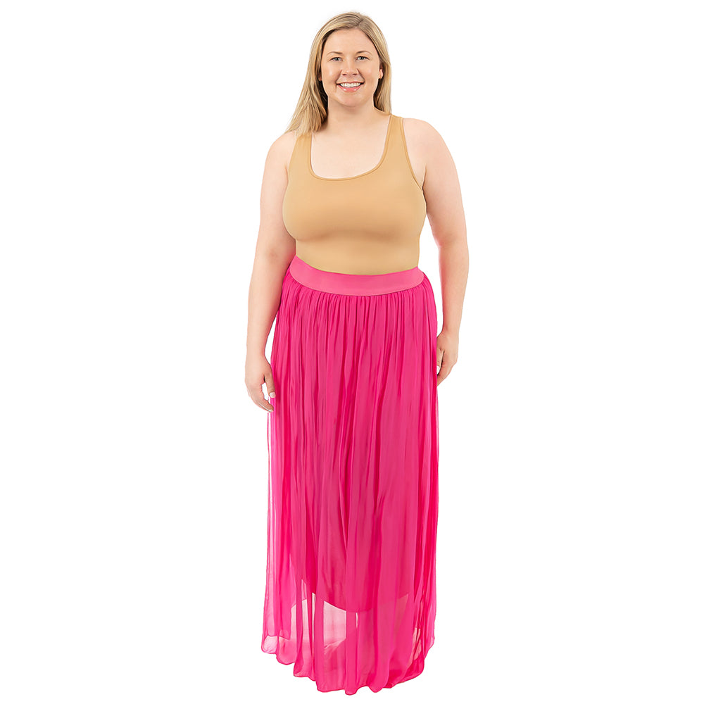 Fuchsia Plus Silk Maxi Skirt