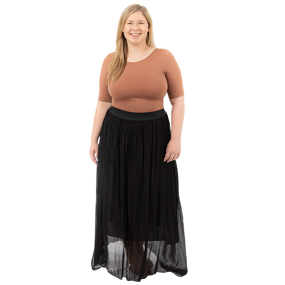 Plus Silk Maxi Skirt