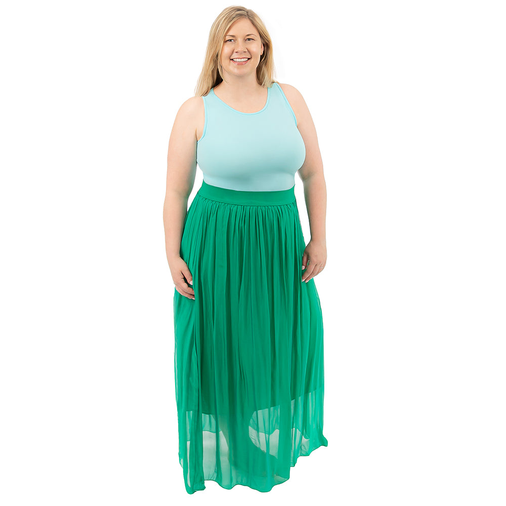 Green Plus Silk Maxi Skirt