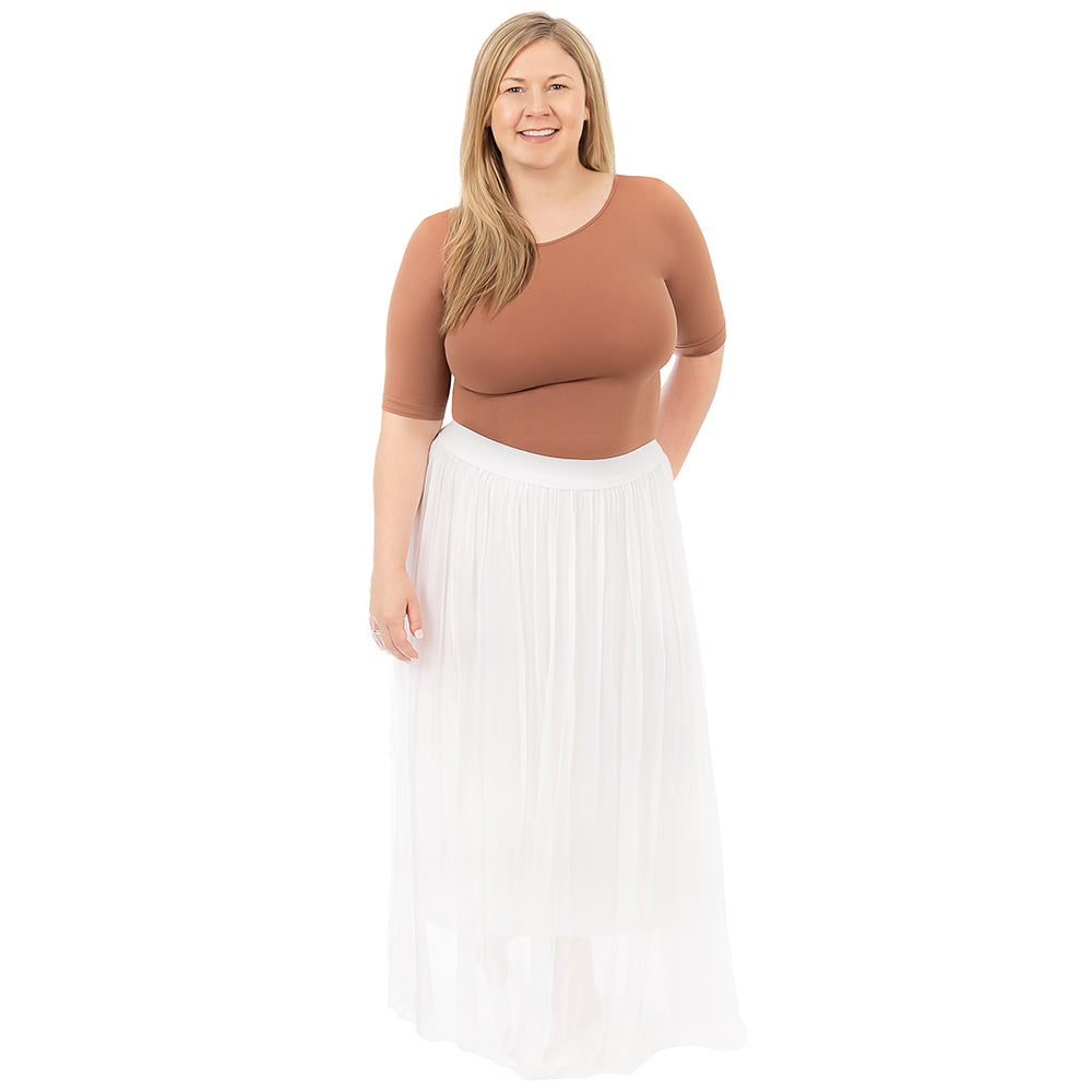 White Plus Silk Maxi Skirt