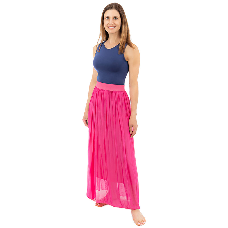 Fuchsia Standard Silk Maxi Skirt
