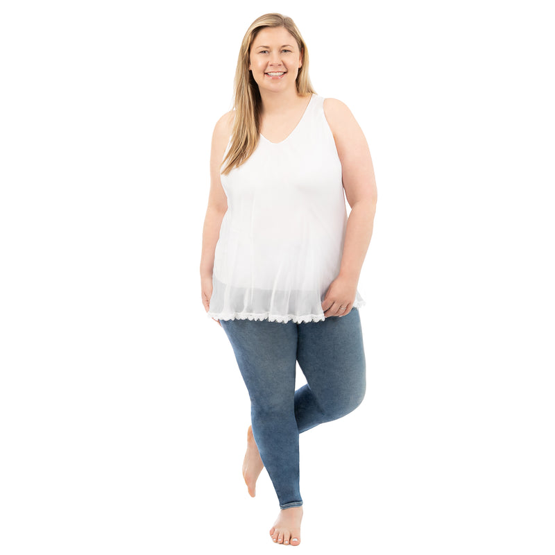 Plus Silk Top with Lace Trim Final Sale