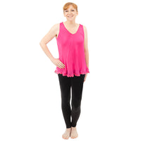 Fuchsia Silk Tank Top with Lace Trim