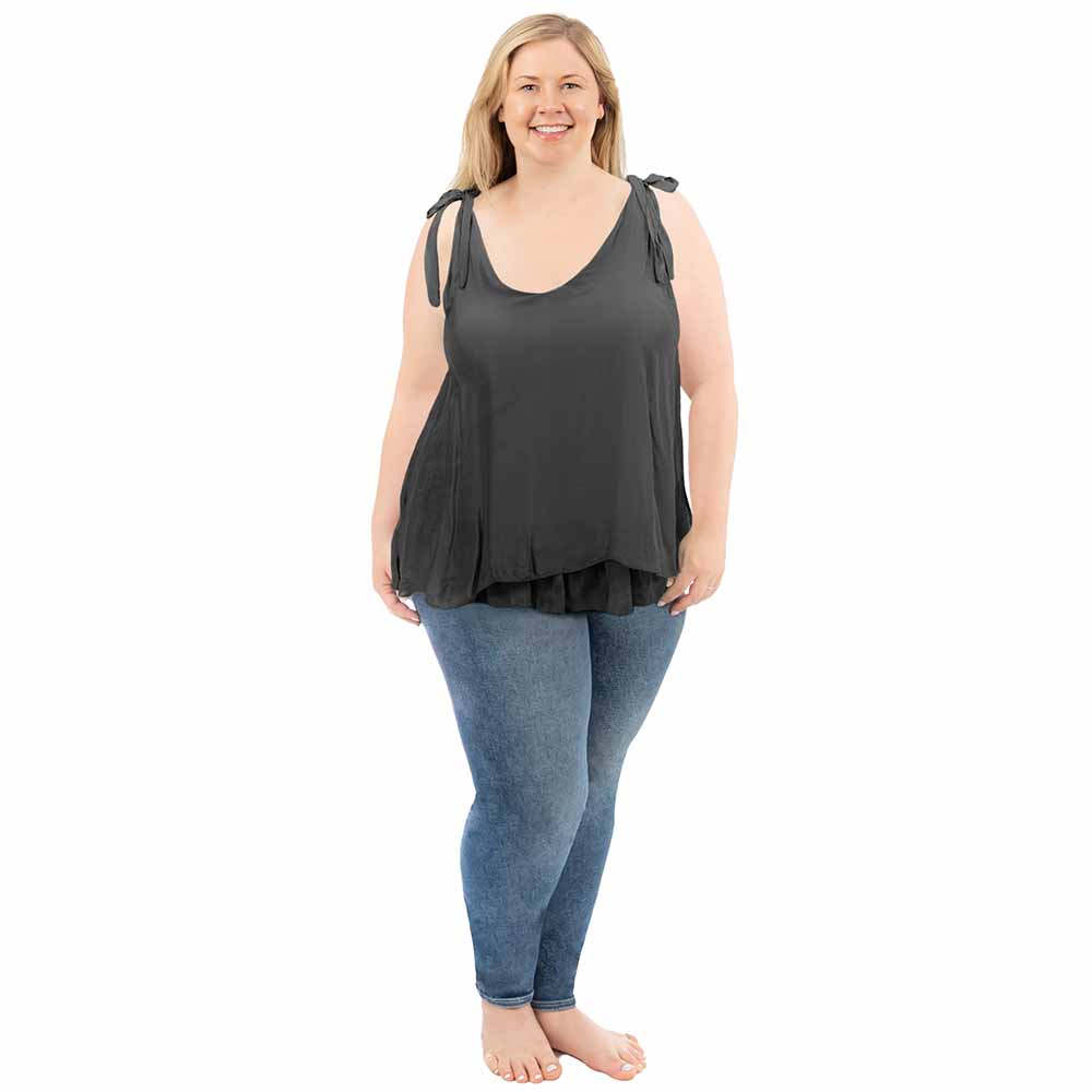 Black Plus Silk Tank Top