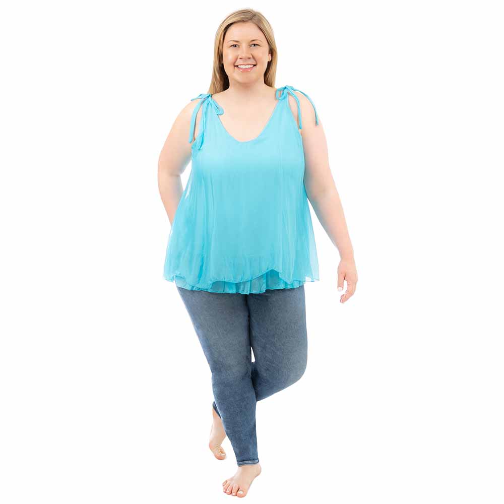 Turquoise Plus Silk Tank Top