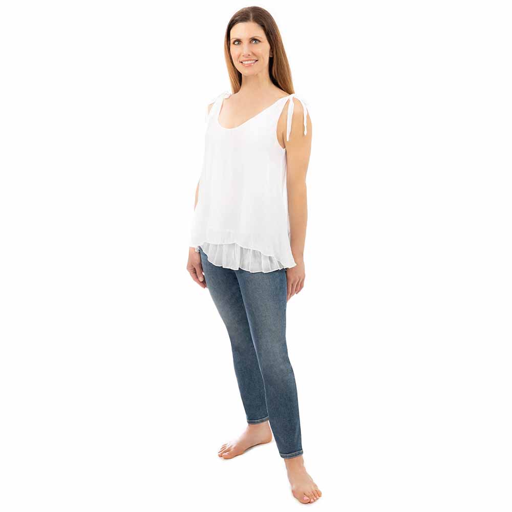 White Standard Silk Tank Top