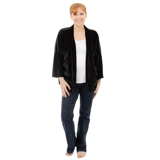 Black Standard Short Velvet Cardigan