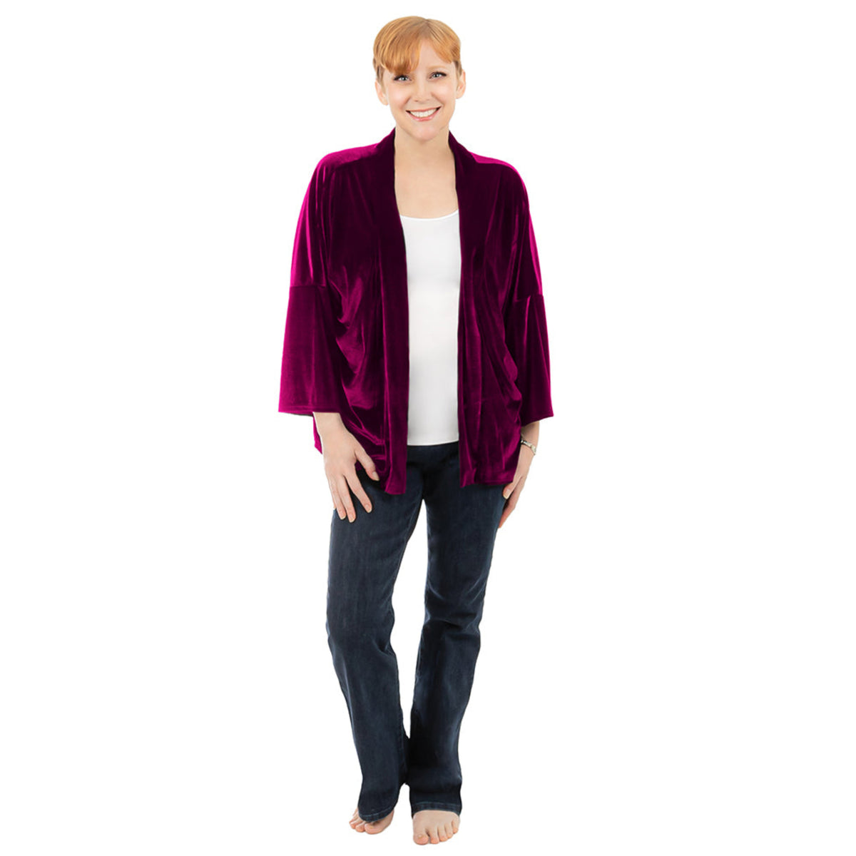 Dark Burgundy Standard Short Velvet Cardigan