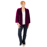 Dark Burgundy Standard Short Velvet Cardigan