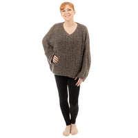 Mushroom V Neck Knit Sweater